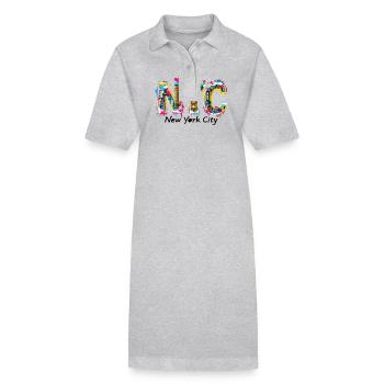 New York – Horizon de New York New York - Robe polo bio PAIGER Stanley/Stella Femme - gris chiné - Devant