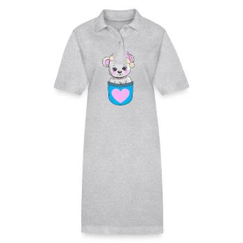 Teddybär Wichtel Zwerg Kinder Kind Bär Stofftier - Stanley/Stella Frauen Bio-Polokleid PAIGER - Grau meliert - Vorne