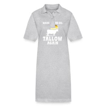 Make Frying Oil Tallow Again Retro Kuh Silhouette - Stanley/Stella Frauen Bio-Polokleid PAIGER - Grau meliert - Vorne