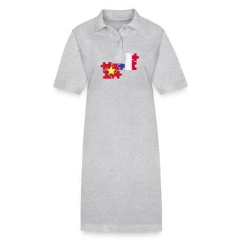 Vietnam France Flag French Vietnamese - Stanley/Stella PAIGER Organic Women’s Polo Dress - heather grey - Front