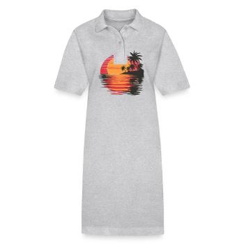 Sonnenuntergang Urlaubsreif Strand Meer Palmen - Stanley/Stella Frauen Bio-Polokleid PAIGER - Grau meliert - Vorne
