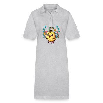 Hippie Huhn Küken Hippies Kinder Kind Ostern - Stanley/Stella Frauen Bio-Polokleid PAIGER - Grau meliert - Vorne