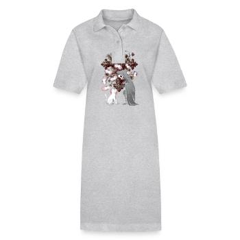 Halloween fantôme fantôme croix crucifix chat - Robe polo bio PAIGER Stanley/Stella Femme - gris chiné - Devant