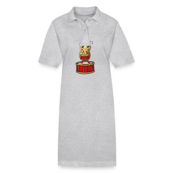 Cacahuète Noël Tambour Tambour Enfant Enfants Père Noël - Robe polo bio PAIGER Stanley/Stella Femme - gris chiné - Devant