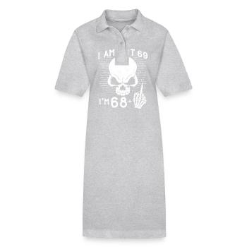 J’ai 68 ans et majeur - 69e anniversaire - Robe polo bio PAIGER Stanley/Stella Femme - gris chiné - Devant