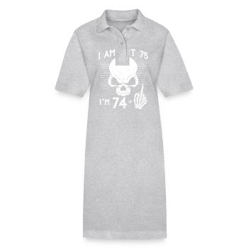 J’ai 74 ans et majeur - 75e anniversaire - Robe polo bio PAIGER Stanley/Stella Femme - gris chiné - Devant