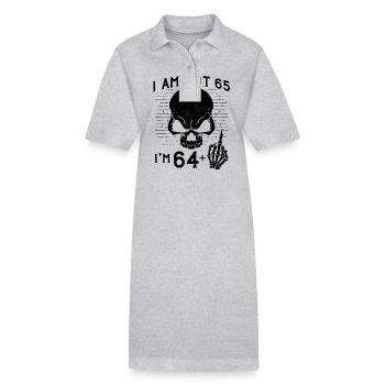 J’ai 64 ans et majeur - 65e anniversaire - Robe polo bio PAIGER Stanley/Stella Femme - gris chiné - Devant