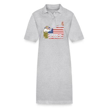Pull Schießsport USA Flagge Tontaubenschießen - Stanley/Stella Frauen Bio-Polokleid PAIGER - Grau meliert - Vorne