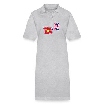 Vietnam UK Flag British Vietnamese - Stanley/Stella PAIGER Organic Women’s Polo Dress - heather grey - Front
