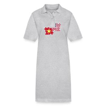 Vietnam USA Flag American Vietnamese - Stanley/Stella PAIGER Organic Women’s Polo Dress - heather grey - Front