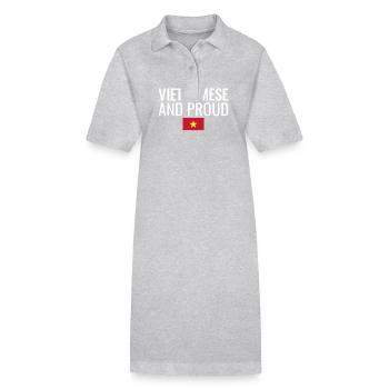 Vietnamese And Proud Vietnam Vietnamese Flag - Stanley/Stella PAIGER Organic Women’s Polo Dress - heather grey - Front