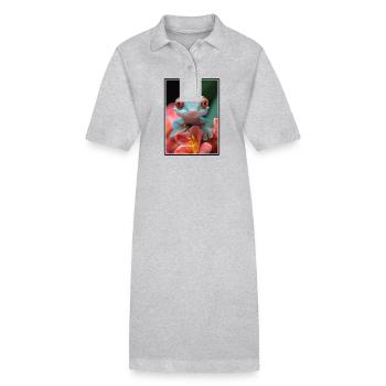 Geckos Gecko - Stanley/Stella PAIGER Organic Women’s Polo Dress - heather grey - Front