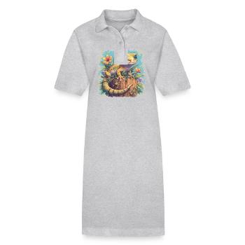 Geckos Gecko - Stanley/Stella PAIGER Organic Women’s Polo Dress - heather grey - Front