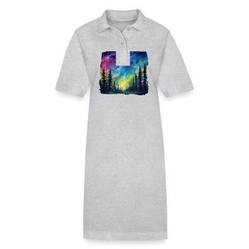 Magische Waldlandschaft unter Sternenhimmel mit - Stanley/Stella Frauen Bio-Polokleid PAIGER - Grau meliert - Vorne