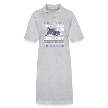 Lazy Late Riser Motivation Cat - Stanley/Stella PAIGER Organic Women’s Polo Dress - heather grey - Front
