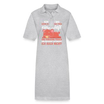 Lazy Late Riser Motivation Bear - Stanley/Stella PAIGER Organic Women’s Polo Dress - heather grey - Front