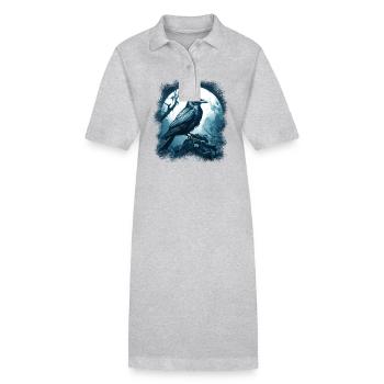 Corbeau mystique devant la pleine lune dans la forêt mystique - Robe polo bio PAIGER Stanley/Stella Femme - gris chiné - Devant