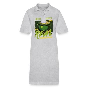Porte-monnaie de la Saint-Patrick : les vrais trésors - Robe polo bio PAIGER Stanley/Stella Femme - gris chiné - Devant