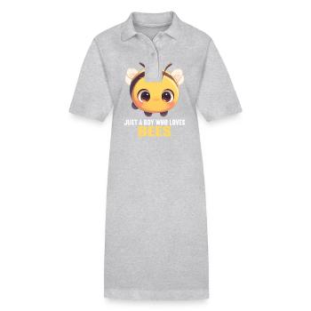 Bees Bee - Stanley/Stella PAIGER Organic Women’s Polo Dress - heather grey - Front