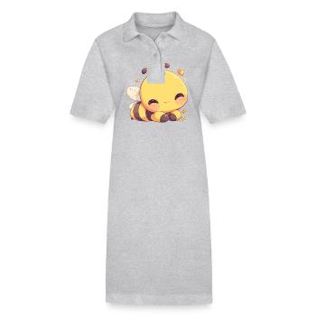 Bees Bee - Stanley/Stella PAIGER Organic Women’s Polo Dress - heather grey - Front