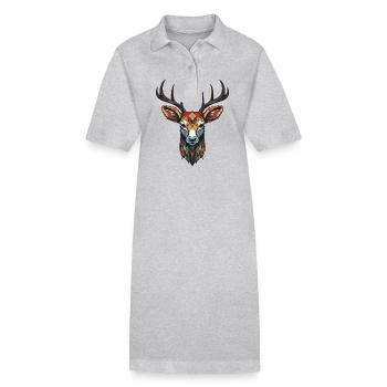 Deer Portrait Head - Stanley/Stella PAIGER Organic Women’s Polo Dress - heather grey - Front