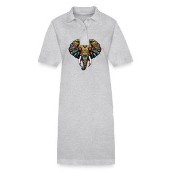 Elephant Portrait Head - Stanley/Stella PAIGER Organic Women’s Polo Dress - heather grey - Front