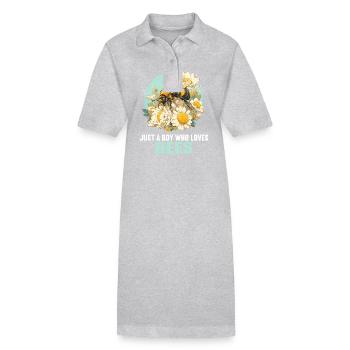 Bees Bee - Stanley/Stella PAIGER Organic Women’s Polo Dress - heather grey - Front