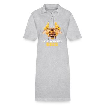 Bees Bee - Stanley/Stella PAIGER Organic Women’s Polo Dress - heather grey - Front
