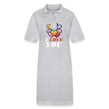 Je t’aime cœur - Robe polo bio PAIGER Stanley/Stella Femme - gris chiné - Devant