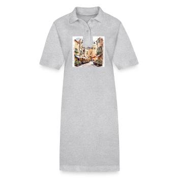 Alcudia Mallorca - Robe polo bio PAIGER Stanley/Stella Femme - gris chiné - Devant