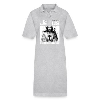 Jésus, Seigneur et Sauveur - Robe polo bio PAIGER Stanley/Stella Femme - gris chiné - Devant