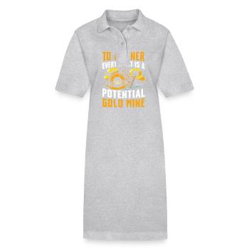 To A Miner Every Fault Is A Potential Gold Mine - Stanley/Stella Frauen Bio-Polokleid PAIGER - Grau meliert - Vorne