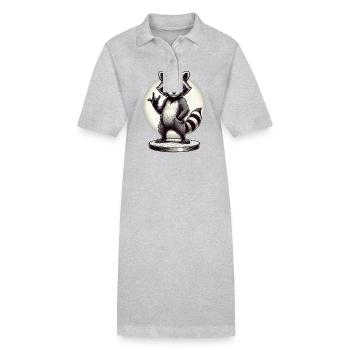 Cool raccoon rock hand gesture illustration - Stanley/Stella PAIGER Organic Women’s Polo Dress - heather grey - Front
