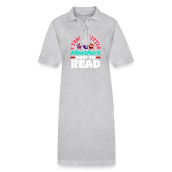 Elementary School Teacher I teach little monsters - Stanley/Stella PAIGER Organic Women’s Polo Dress - heather grey - Front