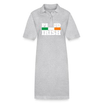Proud Irish Irland Irische Flagge Stolzer Ire - Stanley/Stella Frauen Bio-Polokleid PAIGER - Grau meliert - Vorne