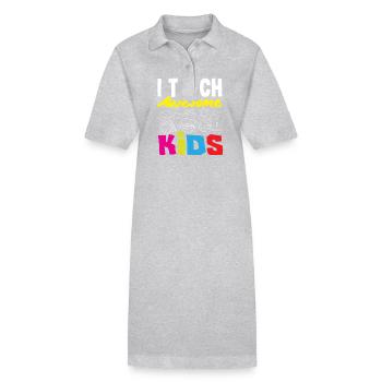 Elementary School Teacher I Teach Awesome Kids - Stanley/Stella PAIGER Organic Women’s Polo Dress - heather grey - Front