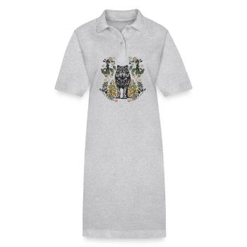Wolf Wölfe Natur - Stanley/Stella Frauen Bio-Polokleid PAIGER - Grau meliert - Vorne