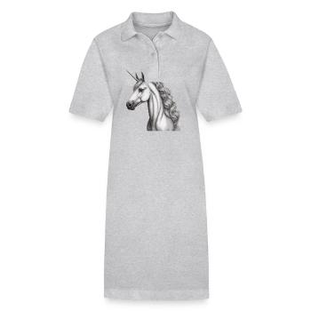 Pferd Einhorn Fabelwesen Pferde Einhörner - Stanley/Stella Frauen Bio-Polokleid PAIGER - Grau meliert - Vorne