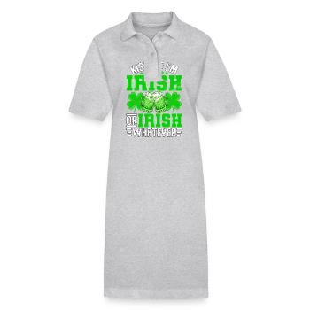 Kiss me I'm Irish or Irish whatever - Stanley/Stella PAIGER Organic Women’s Polo Dress - heather grey - Front