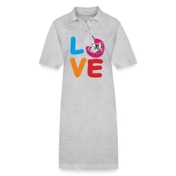 CHEVAL À BASCULE D’AMOUR - Robe polo bio PAIGER Stanley/Stella Femme - gris chiné - Devant