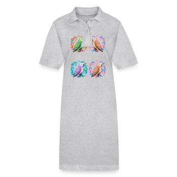 Oiseaux exotiques Oiseau Perroquet Perroquets - Robe polo bio PAIGER Stanley/Stella Femme - gris chiné - Devant