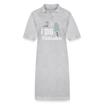 Amateur de plantes jardinage Jeu de mots je creuse - Robe polo bio PAIGER Stanley/Stella Femme - gris chiné - Devant