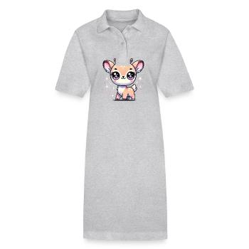 Super Cute Kawaii Baby Deer - Stanley/Stella Frauen Bio-Polokleid PAIGER - Grau meliert - Vorne