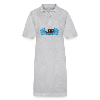 Abenteuer Reise Erdnuss Schiff Ausflug Reisender - Stanley/Stella Frauen Bio-Polokleid PAIGER - Grau meliert - Vorne