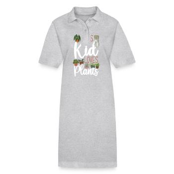 Plant Lover Gardening Kid This Kid - Stanley/Stella PAIGER Organic Women’s Polo Dress - heather grey - Front
