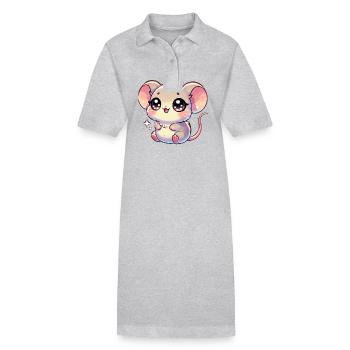 Super Cute Kawaii Baby Mouse - Stanley/Stella Frauen Bio-Polokleid PAIGER - Grau meliert - Vorne