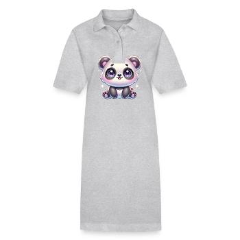 Super Cute Kawaii Baby Panda - Stanley/Stella Frauen Bio-Polokleid PAIGER - Grau meliert - Vorne