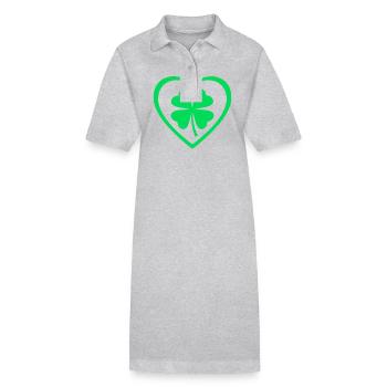 Trèfle Cœur Porte-bonheur Trèfle Saint-Patrick - Robe polo bio PAIGER Stanley/Stella Femme - gris chiné - Devant