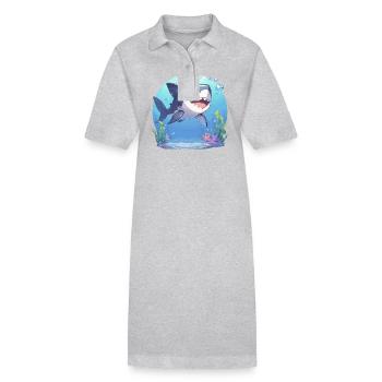 Grands requins blancs Grand requin blanc - Robe polo bio PAIGER Stanley/Stella Femme - gris chiné - Devant