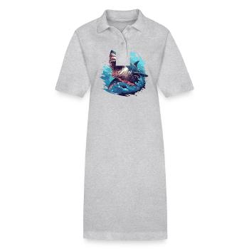 Grands requins blancs Grand requin blanc - Robe polo bio PAIGER Stanley/Stella Femme - gris chiné - Devant